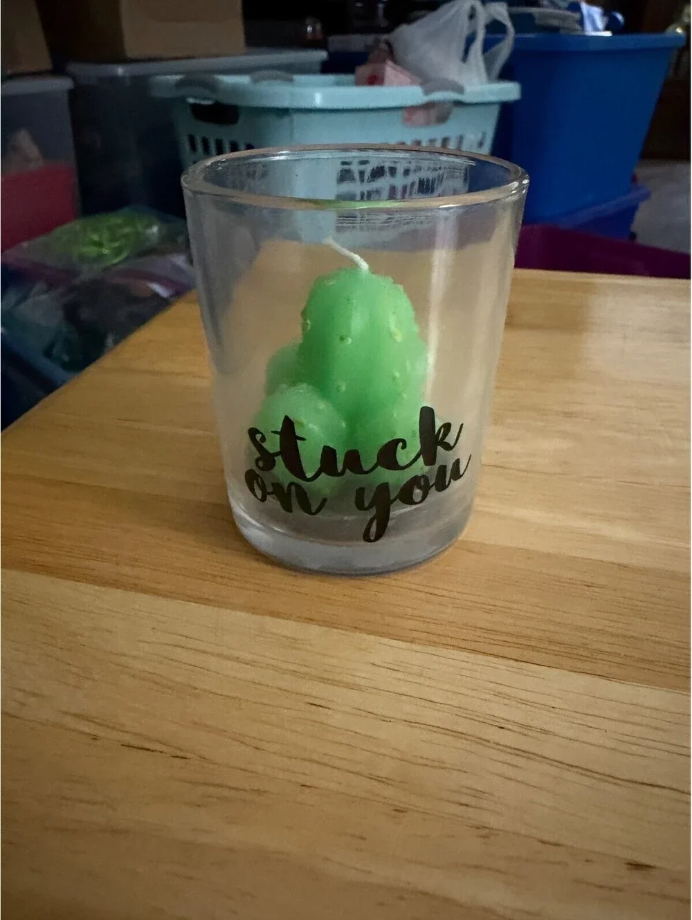 Stuck On You Votive Candle Holder With Cactus Shaped Candle